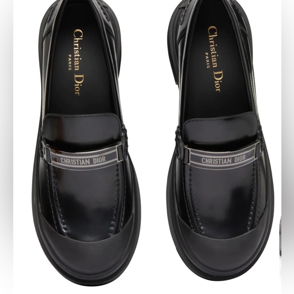 Authentic Christian Dior Code Black Leather Loafer Size 38 - Picture 2 of 14